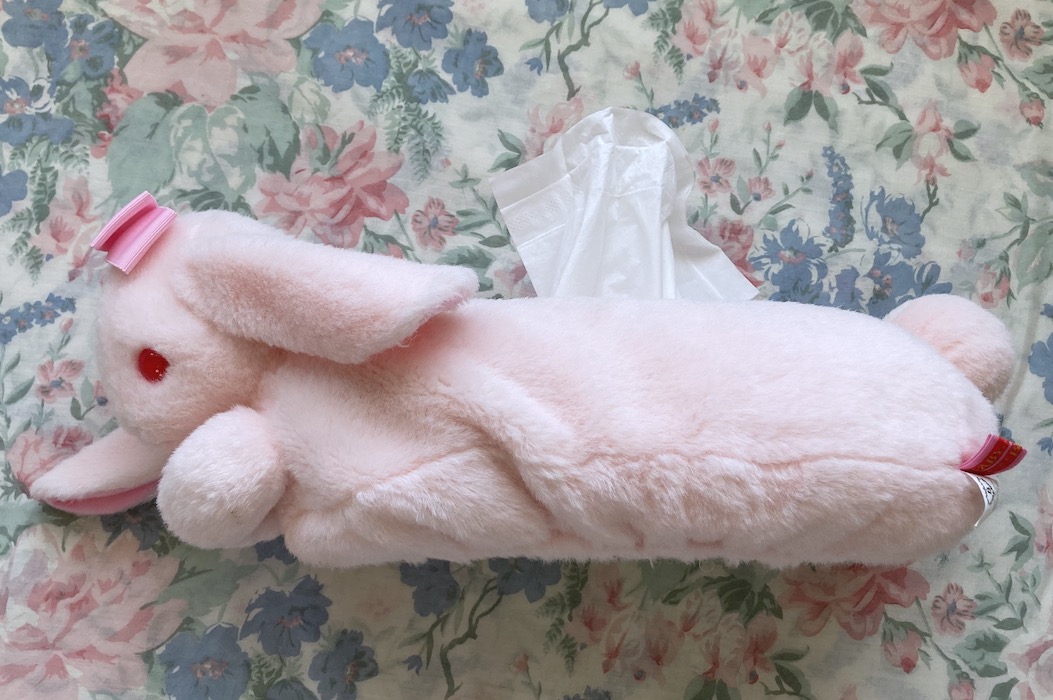 pink bunny tissue box cover