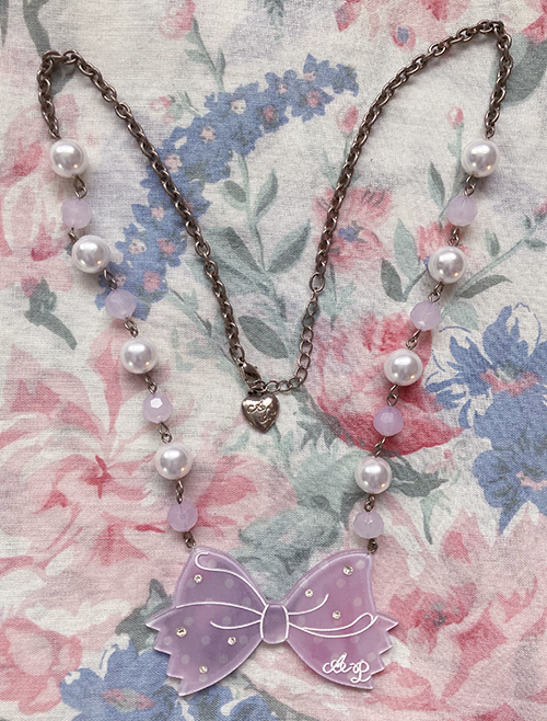 lilac bow necklace