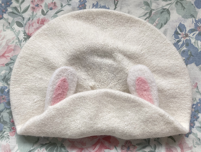 white beret with bunny ears