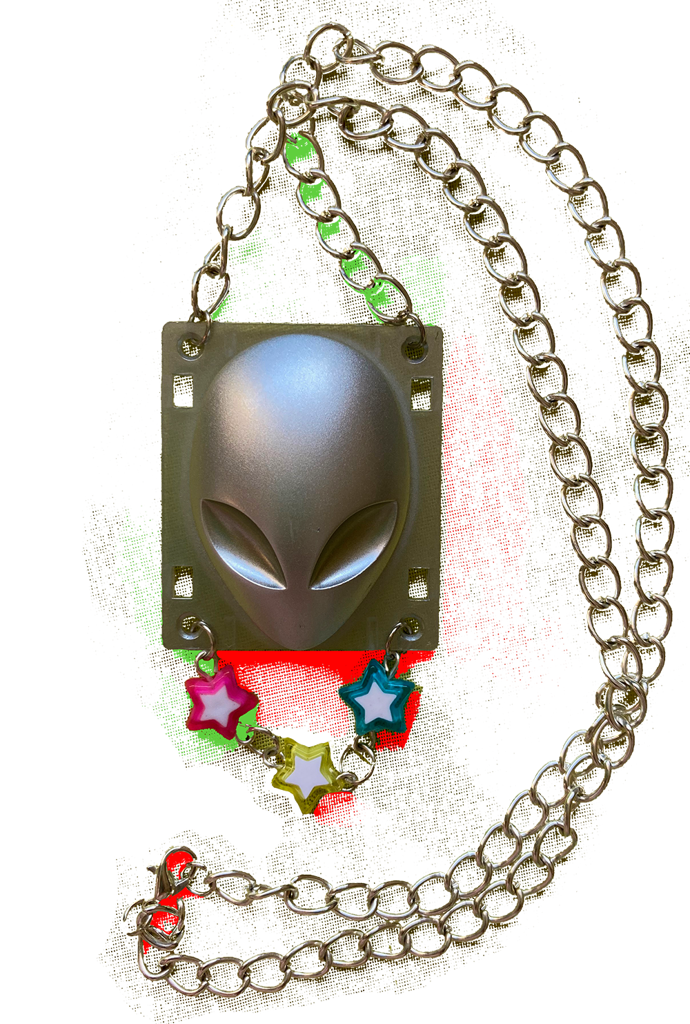 silver alien necklace