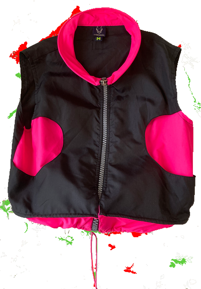 pink x black vest