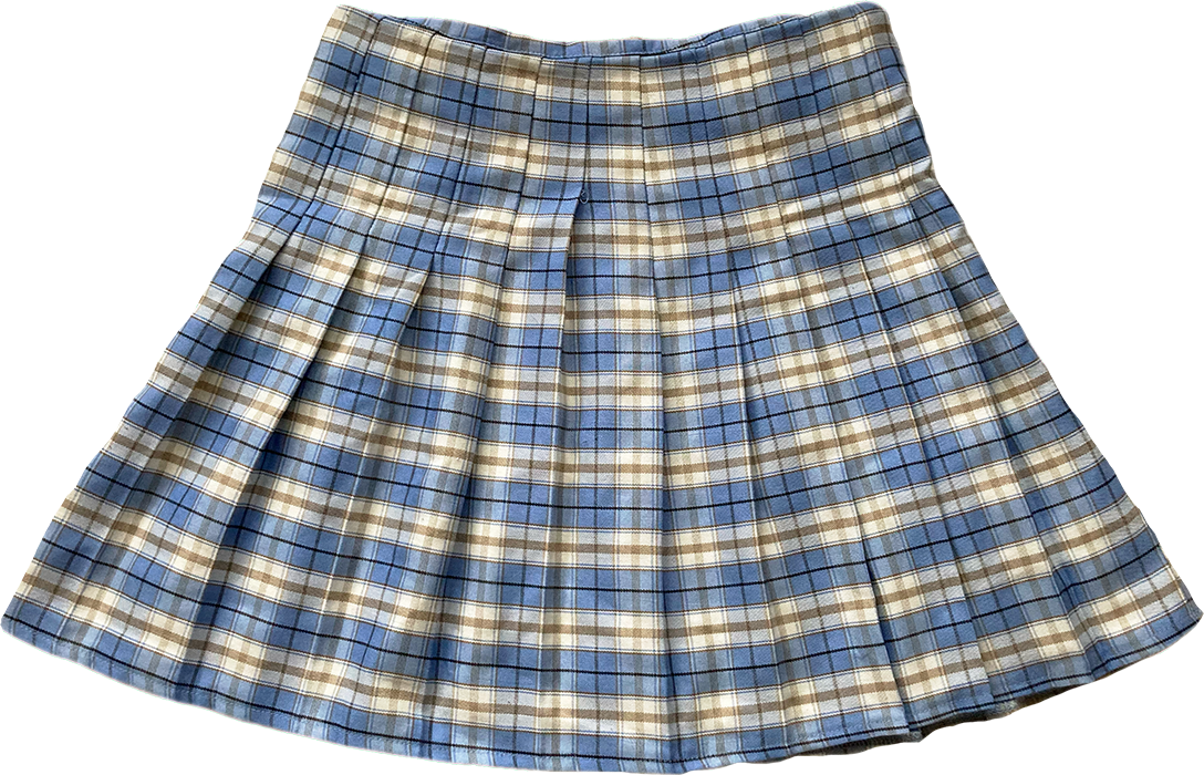blue plaid mini skirt