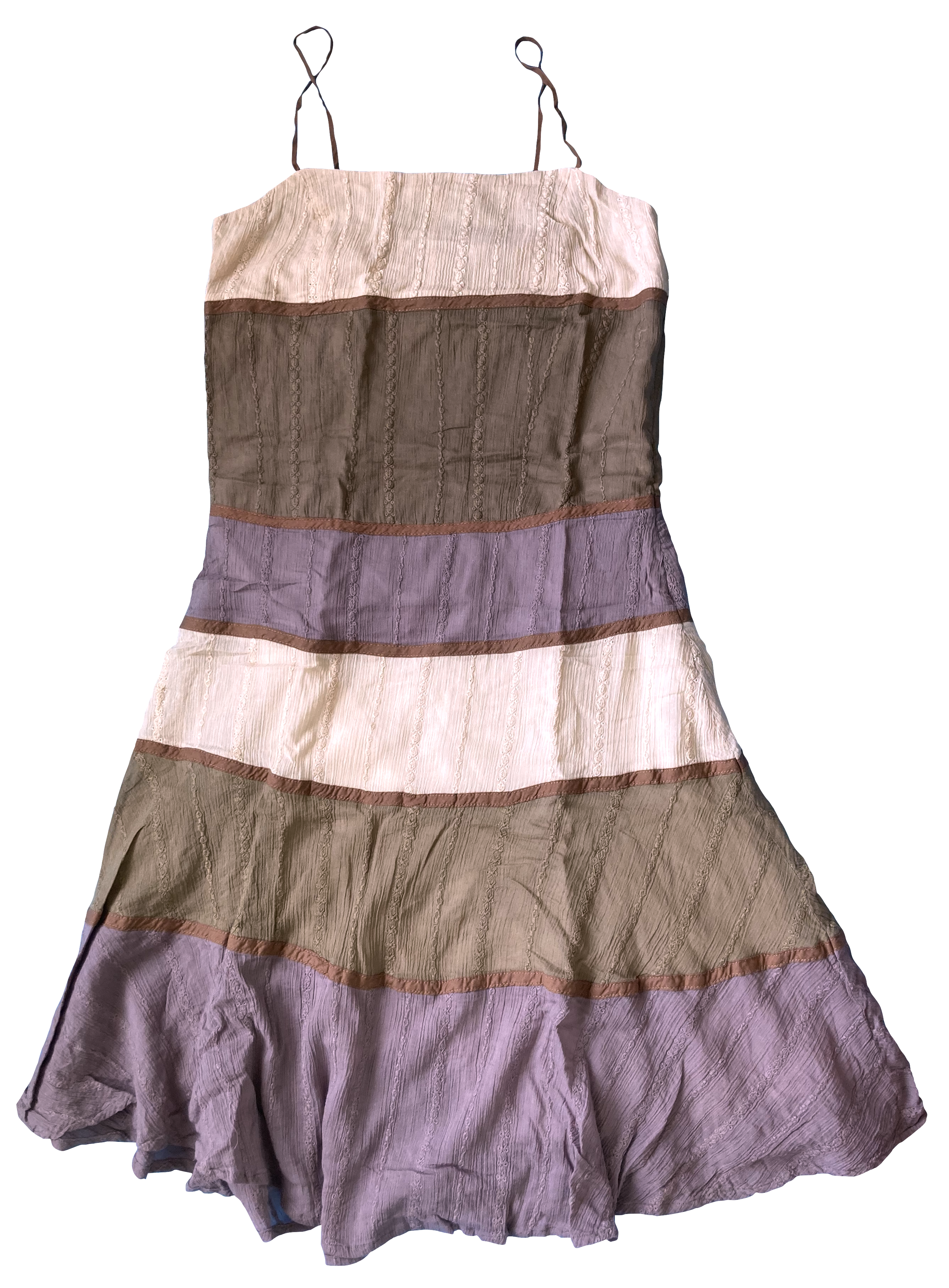 beige and brown stripe dress