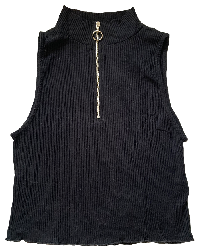 black zip top