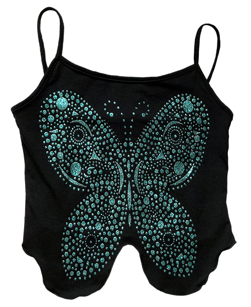glittery butterfly crop top