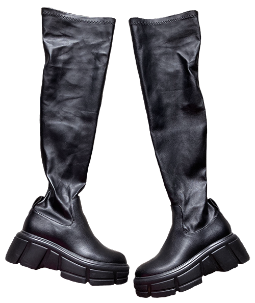 long black pleather boots