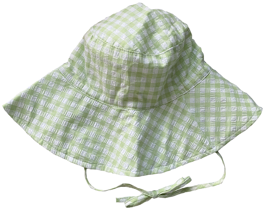 green gingham bucket hat