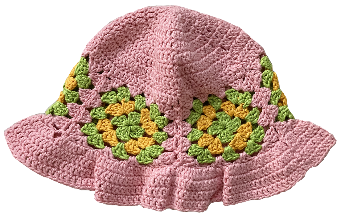 pink crochet bucket hat