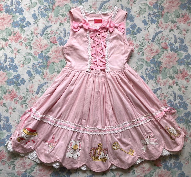pink scallop hem dress