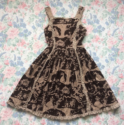 brown cinderella print dress