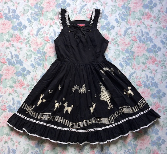 black and white poodle print dress