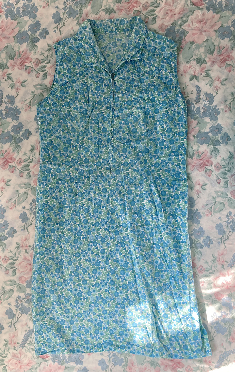 blue and green dress