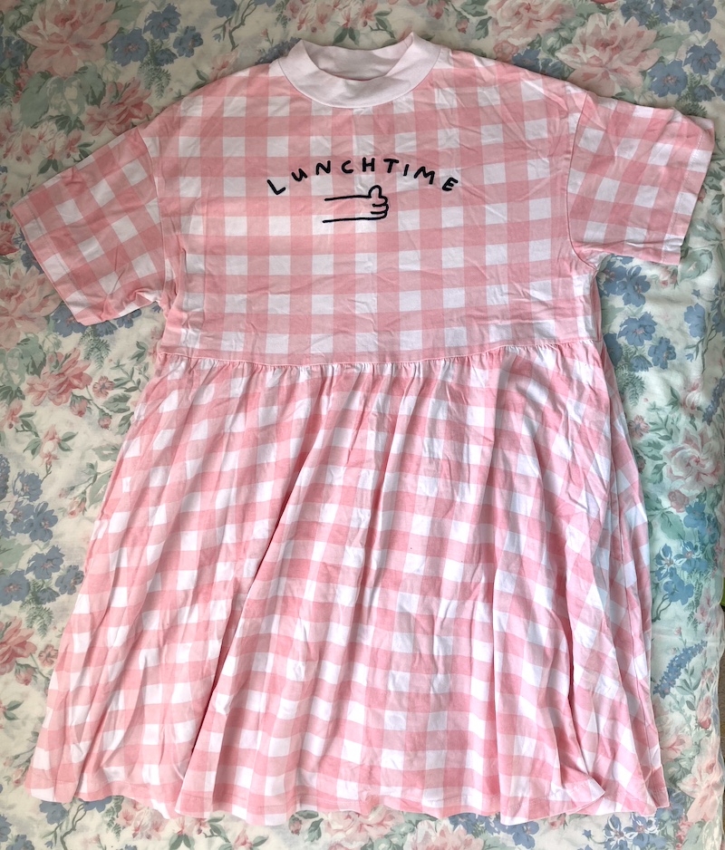 pink gingham t shirt dress