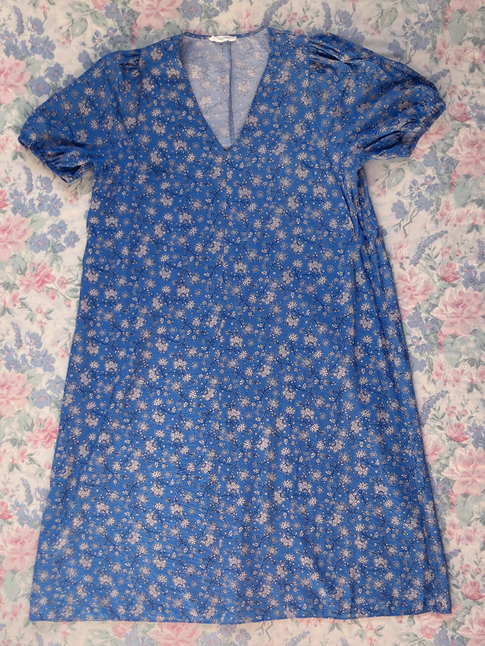 blue floral dress