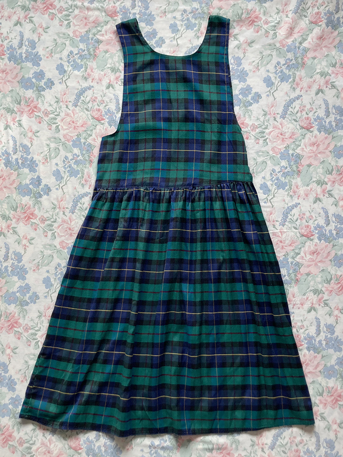 green tartan dress