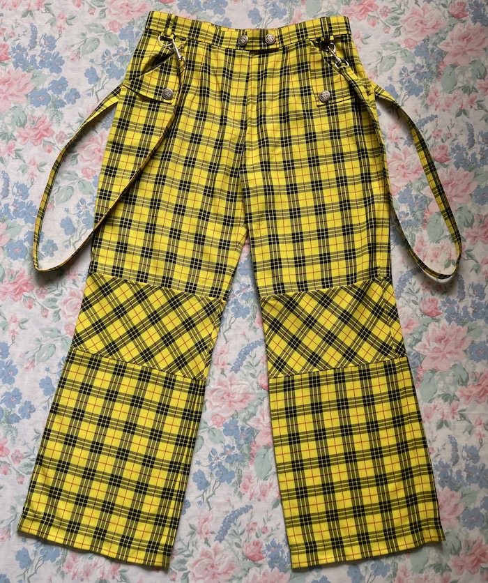 yellow plaid trousers