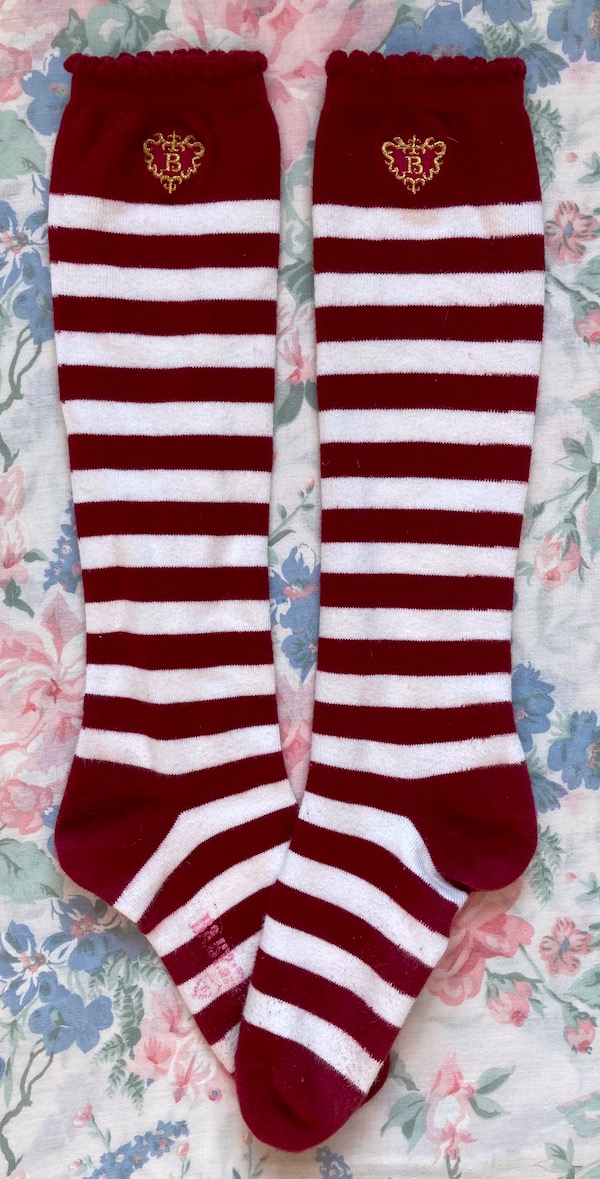 red and white striped socks