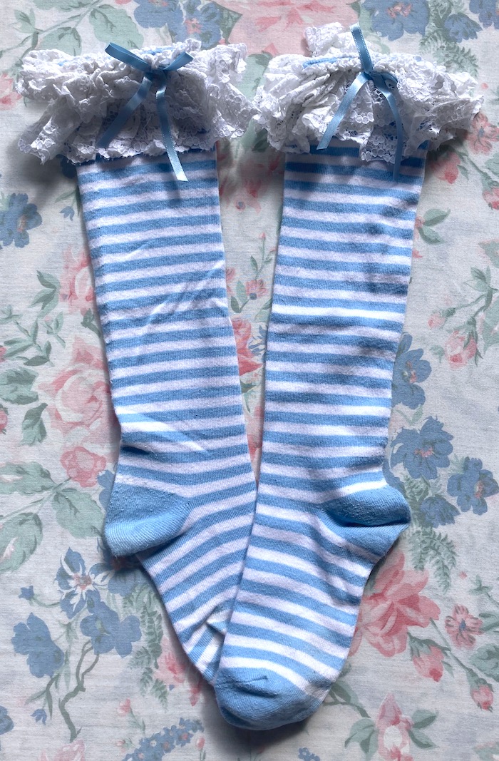 striped blue and white socks