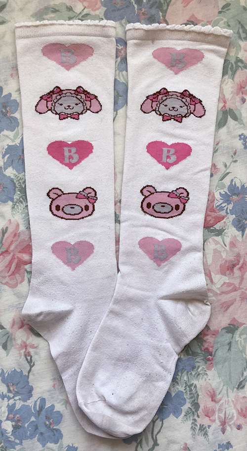white socks with bear bears and bunnies
