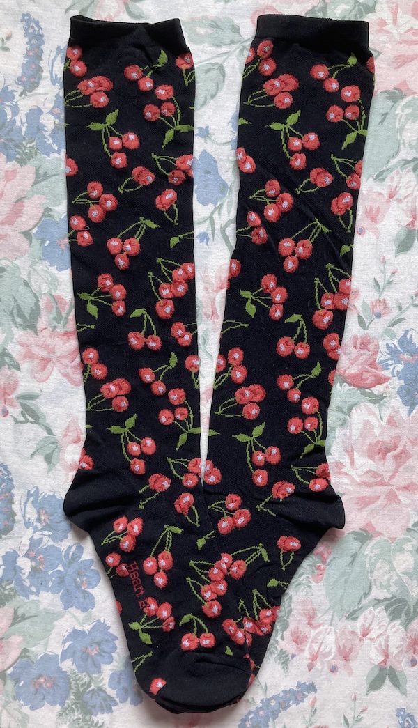 black socks with strawberries