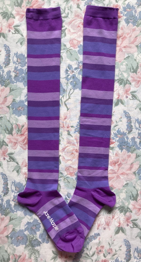 purple striped socks