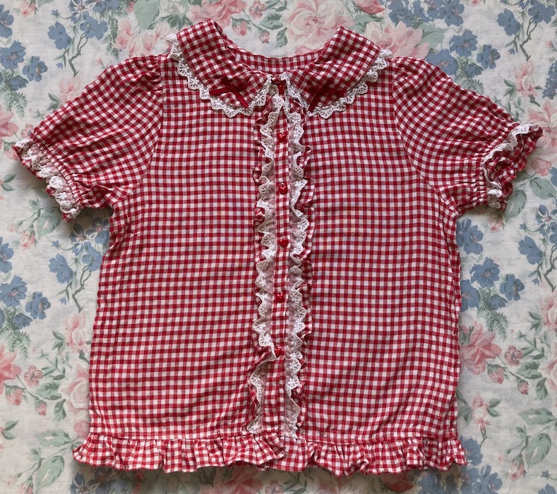 red gingham blouse