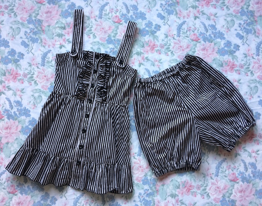 black and white striped bloomers and cami set