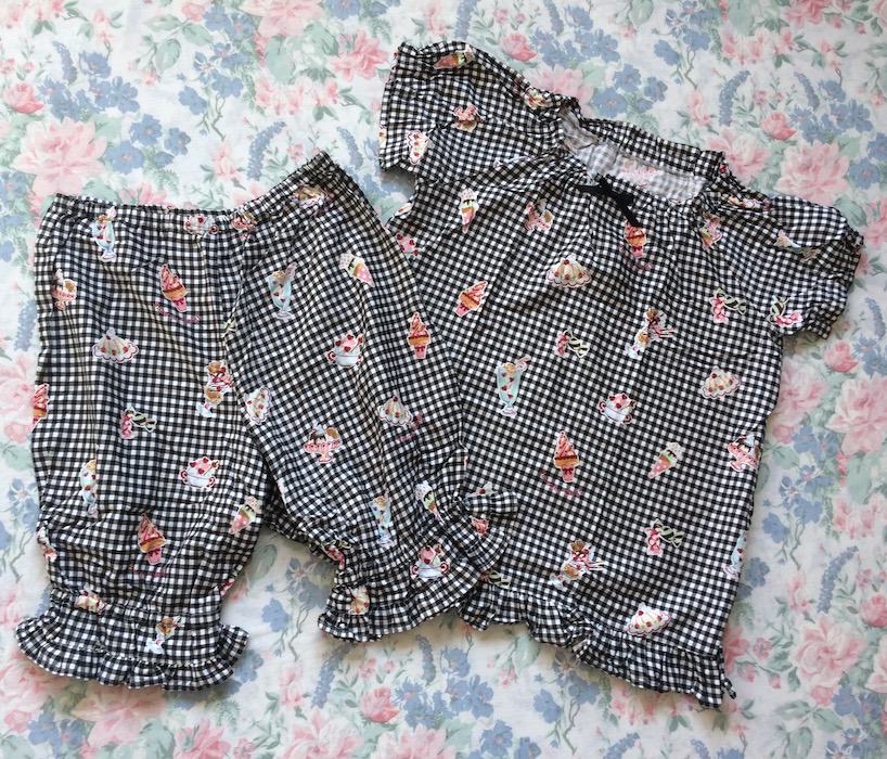 black and white gingham bloomers pyjama set