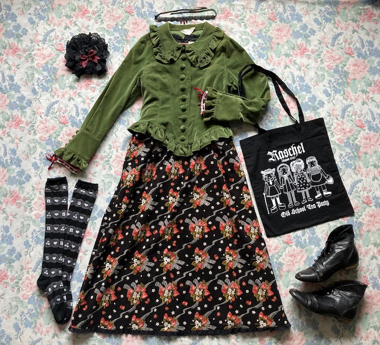 long strawberry coord with green jacket