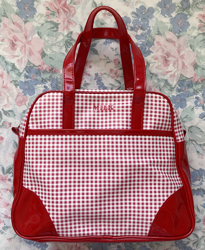 red gingham bag