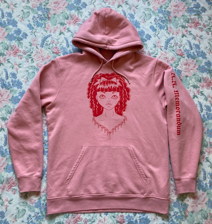 pink and red vampire print hoodie