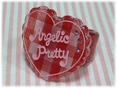 red gingham heart ring