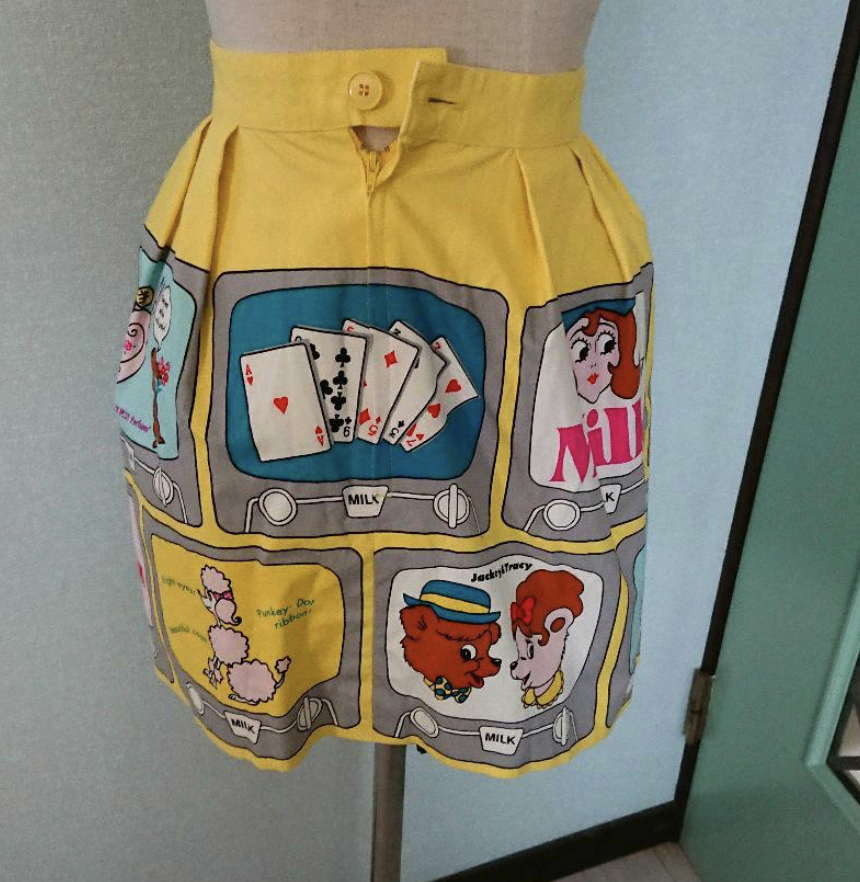 yellow tv print skirt