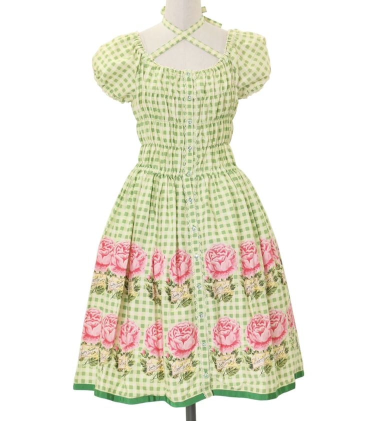 green gingham dress