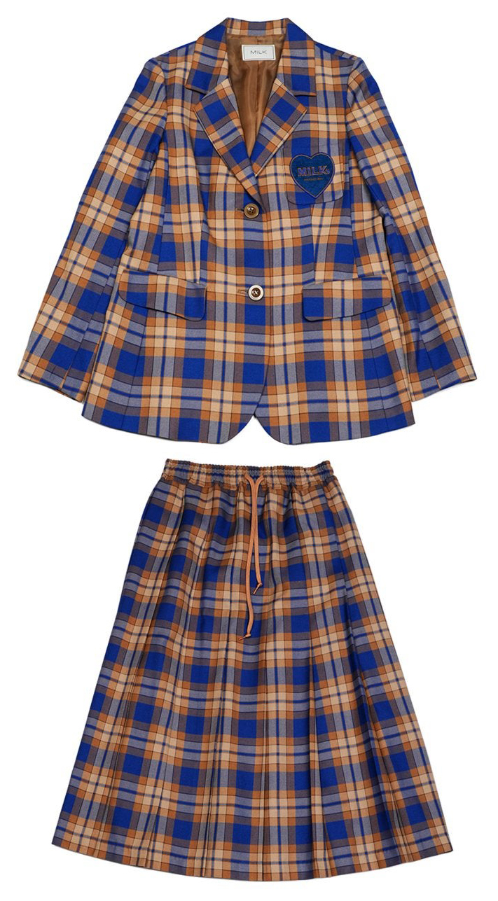 plaid vest and long skirt set